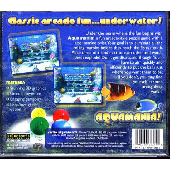 AQUAMANIA! (PC-CD, 2006) for Windows 98/Me/2000/XP/Vista - NEW in Jewel Case - Picture 2 of 4